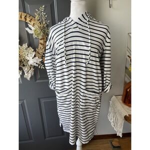Chico's Zenergy Blue White Stripe Tunic Dress Size 12-14 Nautical Beach